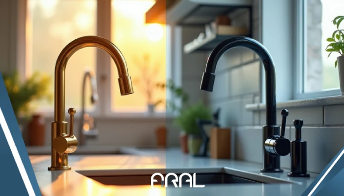 تاثیر نورپردازی گرم و سرد بر جلوه شیرآلات طلایی، کروم و مشکی